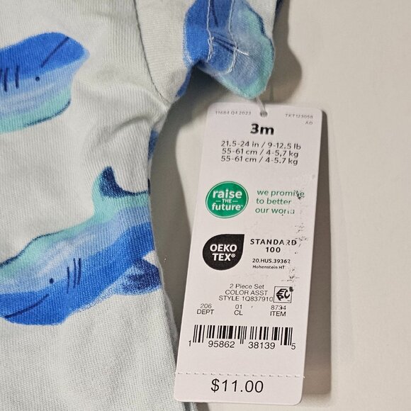 Just One You By Carters Boys Short Set Sharks Size 3 Months NWT - Picture 3 of 5